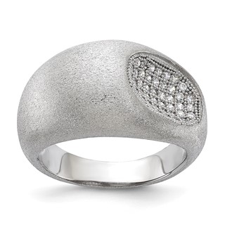 Sterling Silver Brilliant Embers Modern Brushed CZ Ring
