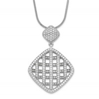 Sterling Silver & CZ Brilliant Embers Polished Necklace view 1