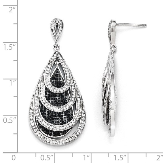 SS RH CZ True Fire Teardrop Dangle Post Earrings