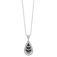 Brilliant Embers Sterling Silver Rhodium-plated 349 Stone Micro Pavé Black and White CZ Teardrop Necklace with 2 Inch Extender, 18" view 2