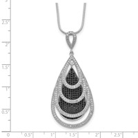 Brilliant Embers Sterling Silver Rhodium-plated 349 Stone Micro Pavé Black and White CZ Teardrop Necklace with 2 Inch Extender, 18" view 3