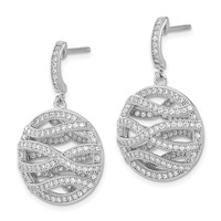 Brilliant Embers Sterling Silver Polished CZ Circle Post Dangle Earrings view 2