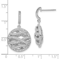 Brilliant Embers Sterling Silver Polished CZ Circle Post Dangle Earrings view 3