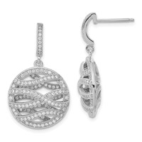 Brilliant Embers Sterling Silver Polished CZ Circle Post Dangle Earrings view 1