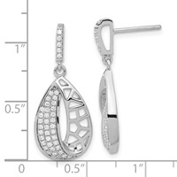 Sterling Silver Brilliant Embers CZ Teardrop Dangle Post Earrings view 3