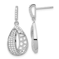 Sterling Silver Brilliant Embers CZ Teardrop Dangle Post Earrings view 1
