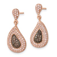 SS Rose Gold-plated CZ Brilliant Embers Dangle Post Earrings view 2