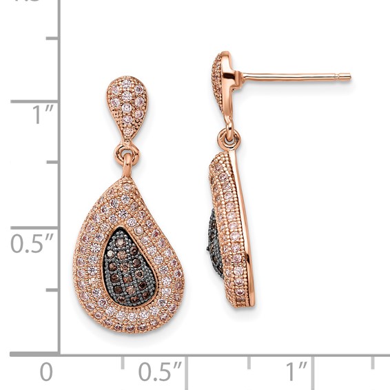 SS Rose Gold-plated CZ Brilliant Embers Dangle Post Earrings