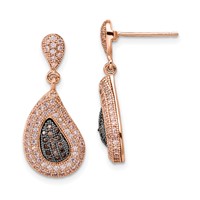 SS Rose Gold-plated CZ Brilliant Embers Dangle Post Earrings view 1