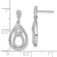 Brilliant Embers Sterling Silver Rhodium-plated 148 Stone Micro Pavé CZ Dangle Post Earrings view 4