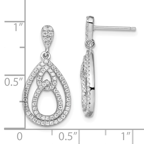 Brilliant Embers Sterling Silver Rhodium-plated 148 Stone Micro Pavé CZ Dangle Post Earrings