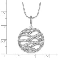 Sterling Silver & CZ Brilliant Embers Polished Fancy Round Necklace view 2
