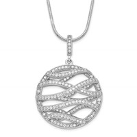Sterling Silver & CZ Brilliant Embers Polished Fancy Round Necklace view 1