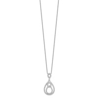 Brilliant Embers Sterling Silver Rhodium-plated 88 Stone Pavé CZ Teardrop Necklace with 2 Inch Extender, 18" view 2