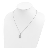 Brilliant Embers Sterling Silver Rhodium-plated 88 Stone Pavé CZ Teardrop Necklace with 2 Inch Extender, 18" view 3
