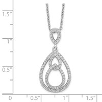 Brilliant Embers Sterling Silver Rhodium-plated 88 Stone Pavé CZ Teardrop Necklace with 2 Inch Extender, 18" view 4
