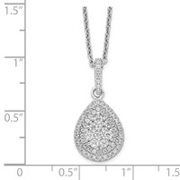 Brilliant Embers Sterling Silver Rhodium-plated 95 Stone Micro Pavé CZ Teardrop Necklace with 2 Inch Extender, 18" view 3