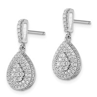 Brilliant Embers Sterling Silver Rhodium-plated 164 Stone Micro Pavé CZ Teardrop Dangle Post Earrings view 2