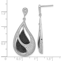 Ture Fire Sterling Silver Black and Clear CZ Teardrop Post Dangle Earrings view 3