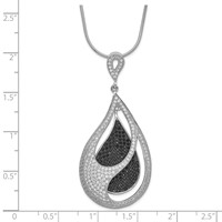 Sterling Silver Black & Clear CZ True Fire Teardrop Necklace view 2