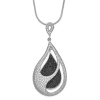 Sterling Silver Black & Clear CZ True Fire Teardrop Necklace view 1