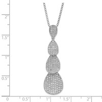 Sterling Silver & CZ Brilliant Embers Polished Triple Teardrop Necklace view 2