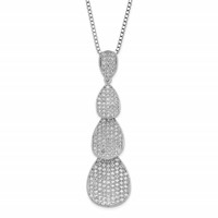 Sterling Silver & CZ Brilliant Embers Polished Triple Teardrop Necklace view 1