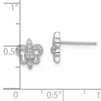 Brilliant Embers Sterling Silver Rhodium-plated 20 Stone Micro Pavé CZ Fleur De Lis Post Earrings view 4