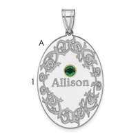 Sterling Silver Rhodium-plated 14K Bezel Crystal Family Pendant view 3