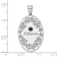 Sterling Silver Rhodium-plated 14K Bezel Crystal Family Pendant view 2