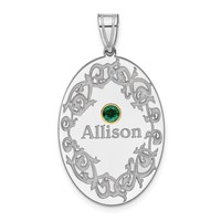 Sterling Silver Rhodium-plated 14K Bezel Crystal Family Pendant view 1