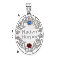 Sterling Silver Rhodium-plated 14K Bezel Crystal Family Pendant view 3