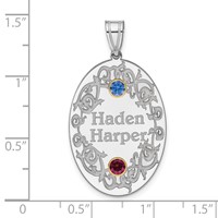 Sterling Silver Rhodium-plated 14K Bezel Crystal Family Pendant view 2