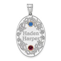 Sterling Silver Rhodium-plated 14K Bezel Crystal Family Pendant view 1