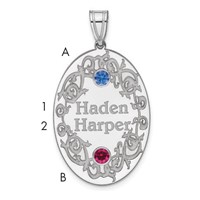 Sterling Silver Rhodium-plated Crystal Family Pendant view 1