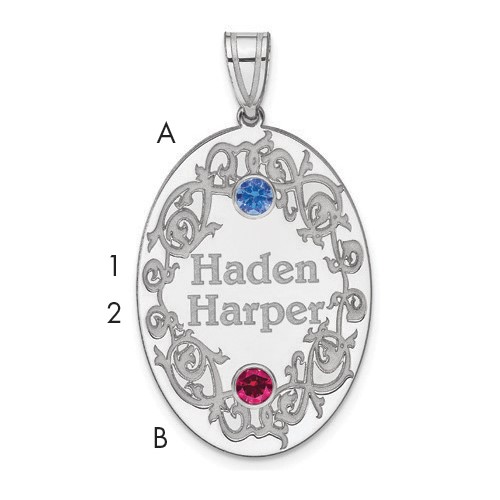 Sterling Silver Rhodium-plated Crystal Family Pendant
