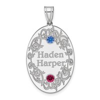 Sterling Silver Rhodium-plated Crystal Family Pendant view 2