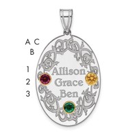 Sterling Silver Rhodium-plated 14K Bezel Crystal Family Pendant view 3