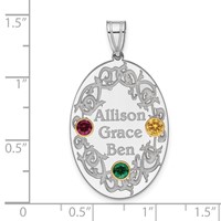 Sterling Silver Rhodium-plated 14K Bezel Crystal Family Pendant view 2