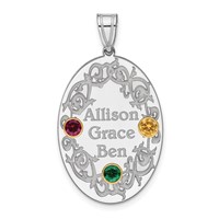 Sterling Silver Rhodium-plated 14K Bezel Crystal Family Pendant view 1