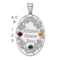 Sterling Silver Rhodium-plated Crystal Family Pendant view 1