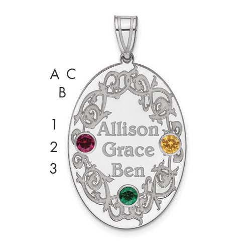 Sterling Silver Rhodium-plated Crystal Family Pendant