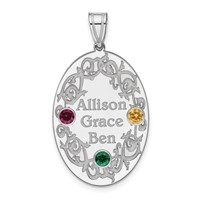 Sterling Silver Rhodium-plated Crystal Family Pendant view 2