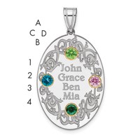 Sterling Silver Rhodium-plated 14K Bezel Crystal Family Pendant view 3