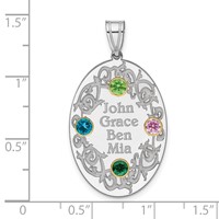 Sterling Silver Rhodium-plated 14K Bezel Crystal Family Pendant view 2