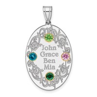 Sterling Silver Rhodium-plated 14K Bezel Crystal Family Pendant view 1