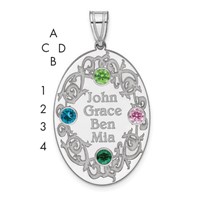 Sterling Silver Rhodium-plated Crystal Family Pendant view 1