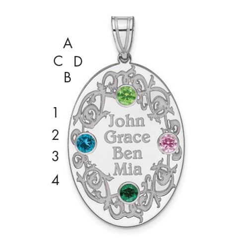 Sterling Silver Rhodium-plated Crystal Family Pendant
