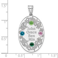 Sterling Silver Rhodium-plated Crystal Family Pendant view 3