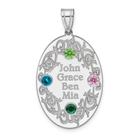 Sterling Silver Rhodium-plated Crystal Family Pendant view 2
